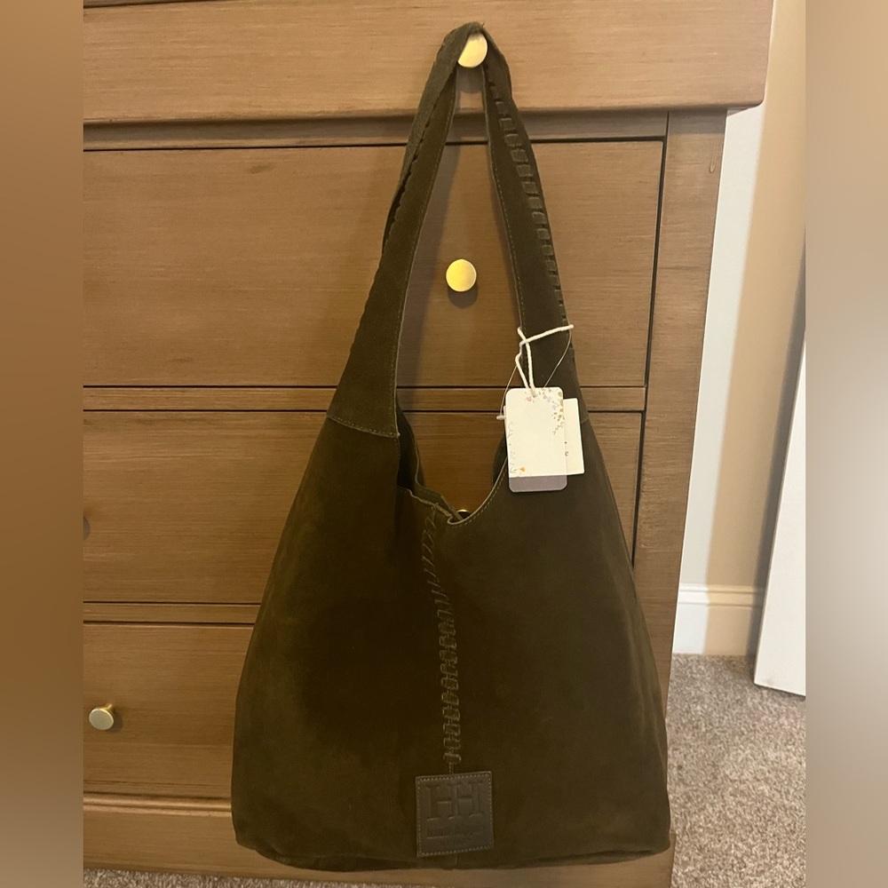 Haute Hippie Dark Brown Suede Hobo Bag